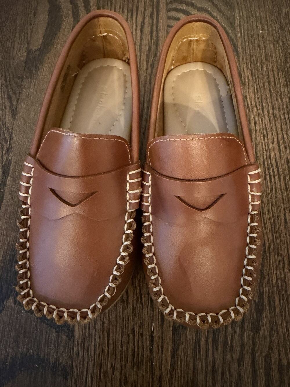 Elephantito Alex Driver Loafers, Natural Tan Little Kids Sz 10c